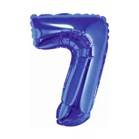 Kék Blue 7-es mini szám fólia lufi 35 cm