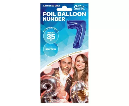 Kék Blue 7-es mini szám fólia lufi 35 cm
