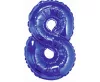 Kék Blue 8-as mini szám fólia lufi 35 cm