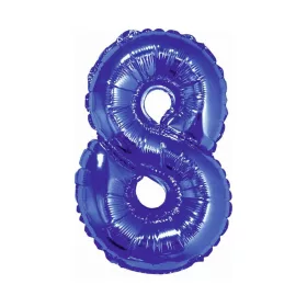 Kék Blue 8-as mini szám fólia lufi 35 cm