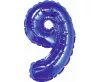 Kék Blue 9-es mini szám fólia lufi 35 cm