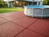 Gumilap medence alá, Poolx Safety, 100×100×3 cm, 31kg/m2, vörös, csúszáscsökkentő, ütéscsillapító, időjárásálló, esésvédő, kertbe, játszótérre