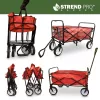 Strandkocsi, Strend Pro Garden, Taliga Praktik, 9,45 kg, piros raktér, fekete acélváz, összecsukható, vízlepergető PVC szövet, PVC kerekek