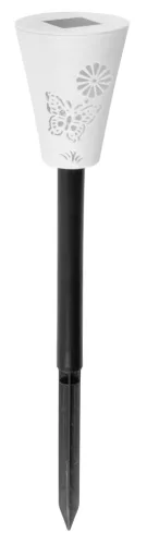 Napelemes kerti lámpa, Strend Pro Garden Sargas, fehér, 7 x 35 cm, 4 db, 2 LED, 2 üzemmód: színes/fehér, akkumulátoros, lepke és virág árnyékhatás