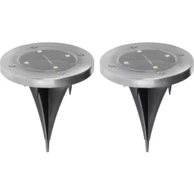   Napelemes kerti lámpa, Strend Pro Garden Gruid, szürke, 12 x 14 cm, 2 db, 4 LED, melegfehér fényű, akkumulátoros