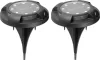 Napelemes talajlámpa, Strend Pro Garden Crater, fekete, 11 × 14 cm, 2 db, 12 SMD LED, hidegfehér fény, vízálló, kültéri