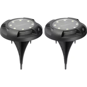   Napelemes talajlámpa, Strend Pro Garden Crater, fekete, 11 × 14 cm, 2 db, 12 SMD LED, hidegfehér fény, vízálló, kültéri