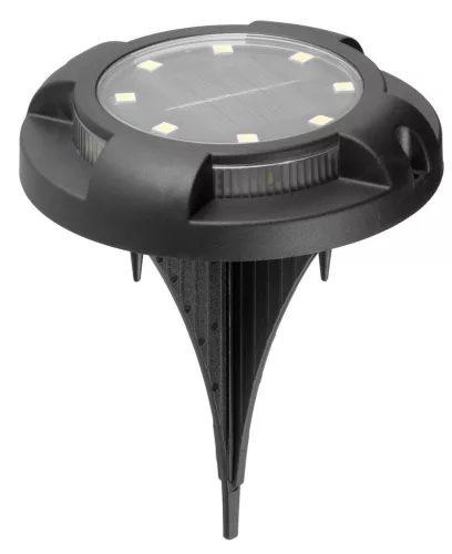 Napelemes talajlámpa, Strend Pro Garden Crater, fekete, 11 × 14 cm, 2 db, 12 SMD LED, hidegfehér fény, vízálló, kültéri
