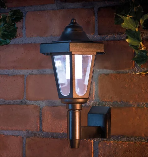 Napelemes fali lámpa, Strend Pro Garden Solar Adria, fekete, 16,5 x 16,5 x 30 cm, 1 LED, akkumulátoros, automatikus kapcsolás