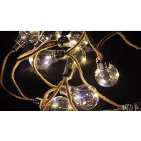   Napelemes kerti fényfüzér, Strend Pro Garden, izzó alakú, 10 db LED, 3,8 m, kültéri dekoráció, gyors összeszerelés