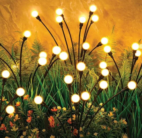 Napelemes kerti lámpa, Strend Pro Garden Firefly, 72 cm, 6 LED, rozsdamentes acél, akkumulátoros, automatikus kapcsolás, földbe szúrható
