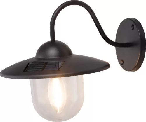 Napelemes fali lámpa, Strend Pro Garden, fekete, 23,5 × 18 × 20 cm, 1 LED, kültéri, műanyag, akkumulátoros, automatikus kapcsolás