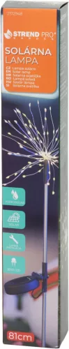 Napelemes kerti lámpa, Strend Pro Garden Solita, ezüst, 8 x 6 x 81 cm, 90 LED, időjárásálló, fém és műanyag, automatikus kapcsolás
