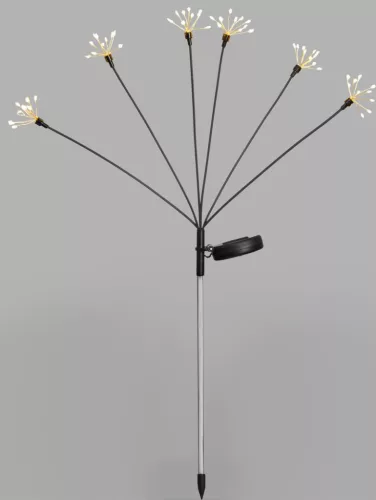 Napelemes kerti lámpa, Strend Pro Garden Lara, szürke, 72 cm, 60 LED, kültéri, vízálló, akkumulátoros, melegfehér fény, földbe szúrható