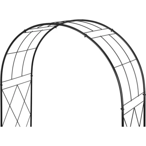 Kerti lugas, Strend Pro Garden, fekete, 120 x 44 x 219 cm, porfestett fém, időjárásálló, kúszónövényekhez, bordás megerősítéssel