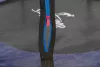 Kerti trambulin, Skipjump GS06, fekete/kék, átmérő: 183 cm, kerek, magasság: 45 cm, 150 cm külső védőháló, létra, acél váz, 3 dupla láb, 50 kg teherbírás, 36 db rugó, egyenes oszlopok