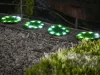 Napelemes kerti lámpa, Strend Pro Garden 6155, zöld, kör alakú gyepburkoló lapok, 24 cm, 4 db, 4 x 8 LED, műfűből készült, akkumulátoros