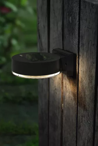 Napelemes fali lámpa, Strend Pro Garden, fekete, 2 db, 14 x 12 x 5,5 cm, SMD LED, melegfehér fény, akkumulátoros, műanyag