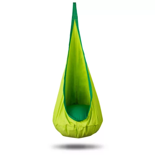 Gyerek függőfotel, Neo-Sport Kokon, zöld, átmérő: 55 cm, magasság: 140 cm, akasztóval, párnával, mosható, teherbírás: 80 kg