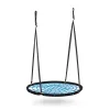 Fészekhinta, Neo-Sport NS-104, fekete/kék, átmérő: 120 cm, vízálló, állítható kötélmagasság: 90-160 cm, acél váz, poliészter pókhálókötél, teherbírás: 150 kg, kerek