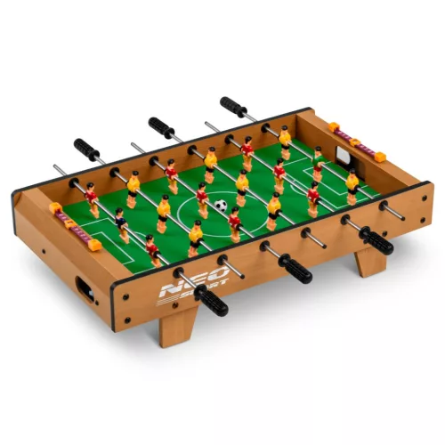 Csocsóasztal, Neo-Sport NS-436, zöld, 51 x 29,5 x 12 cm, hordozható, 18 játékos, 2 labda, 6 krómozott rúd, csúszásgátló fogantyúk, kézi számláló