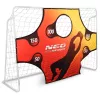Futballkapu, Neo-Sport, 245 x 155 x 80 cm, PE háló, fém váz, időjárásálló, célzó ponyvával, rögzítővel, szerszám nélkül szerelhető