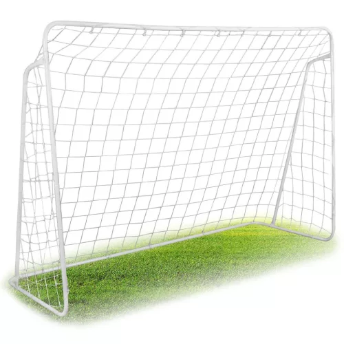 Futballkapu, Neo-Sport, 245 x 155 x 80 cm, PE háló, fém váz, időjárásálló, célzó ponyvával, rögzítővel, szerszám nélkül szerelhető