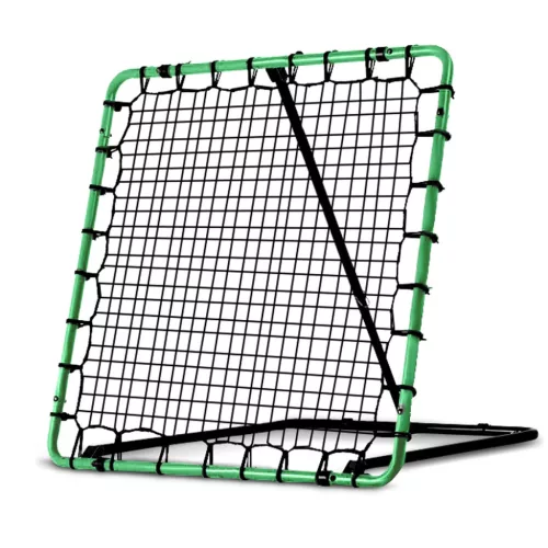 Visszapattanó futball edzőkapu, Neo-Sport, 100 x 100 cm, zöld keret, fekete PE háló, fém váz, időjárásálló, 4 db rögzítő