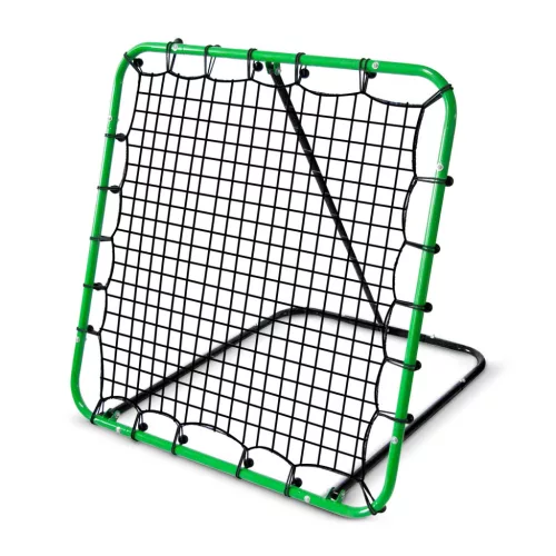 Visszapattanó futball edzőkapu, Neo-Sport, 100 x 100 cm, zöld keret, fekete PE háló, fém váz, időjárásálló, 4 db rögzítő