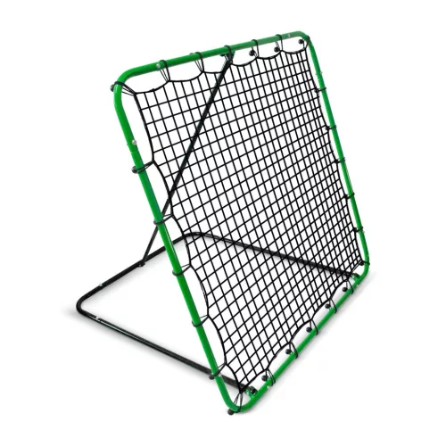 Visszapattanó futball edzőkapu, Neo-Sport, 120 x 120 cm, zöld keret, fekete PE háló, fém váz, időjárásálló, 4 db rögzítő