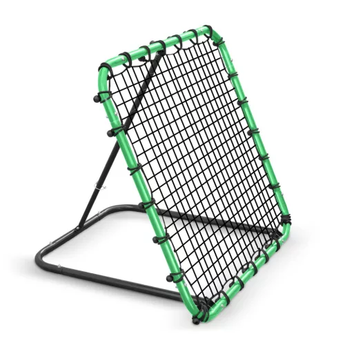 Visszapattanó futball edzőkapu, Neo-Sport, 120 x 120 cm, zöld keret, fekete PE háló, fém váz, időjárásálló, 4 db rögzítő