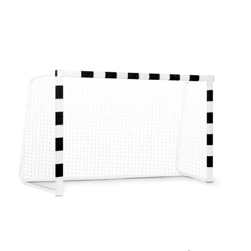 Futballkapu, Neo-Sport NS-460, 300 x 160 x 90 cm, fekete-fehér, fehér PE háló, fém váz, időjárásálló, keretvédő fedéllel, szerszám nélkül összeszerelhető