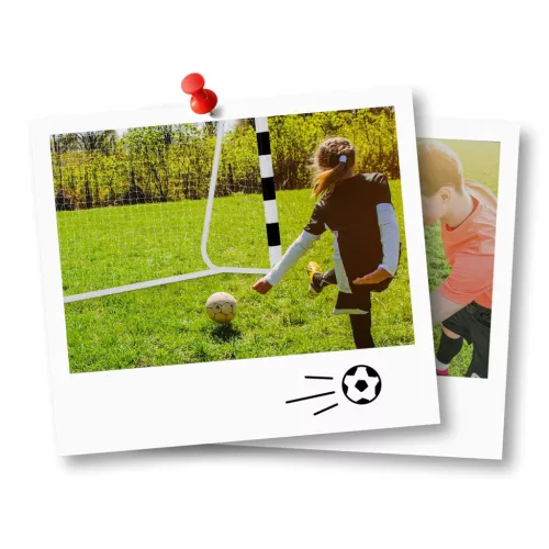Futballkapu, Neo-Sport NS-460, 300 x 160 x 90 cm, fekete-fehér, fehér PE háló, fém váz, időjárásálló, keretvédő fedéllel, szerszám nélkül összeszerelhető
