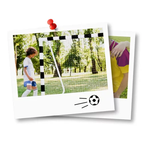 Futballkapu, Neo-Sport NS-460, 300 x 160 x 90 cm, fekete-fehér, fehér PE háló, fém váz, időjárásálló, keretvédő fedéllel, szerszám nélkül összeszerelhető