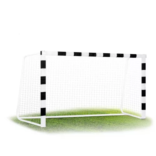 Futballkapu, Neo-Sport NS-460, 300 x 160 x 90 cm, fekete-fehér, fehér PE háló, fém váz, időjárásálló, keretvédő fedéllel, szerszám nélkül összeszerelhető