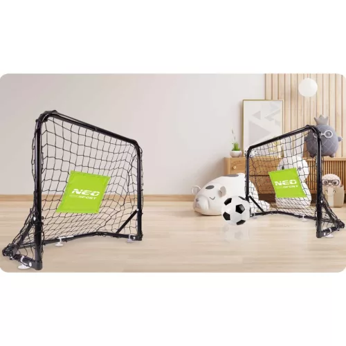 Futballkapu szett, Neo-Sport NS-461, 60 x 45 x 25 cm, 2 db, beltéri-kültéri, hordozható, PE háló, labdával és pumpával