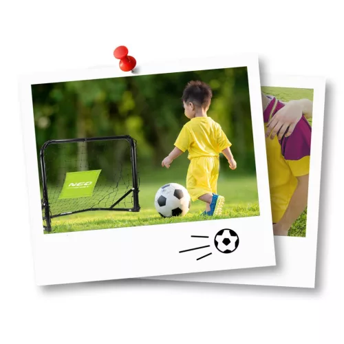 Futballkapu szett, Neo-Sport NS-461, 60 x 45 x 25 cm, 2 db, beltéri-kültéri, hordozható, PE háló, labdával és pumpával