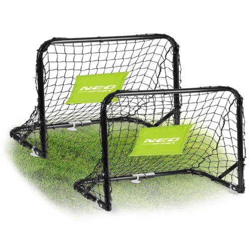Futballkapu szett, Neo-Sport NS-461, 60 x 45 x 25 cm, 2 db, beltéri-kültéri, hordozható, PE háló, labdával és pumpával