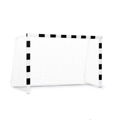 Futballkapu, Neo-Sport NS-464, 180 x 120 x 60 cm, fekete-fehér, fehér PE háló, fém váz, időjárásálló, keretvédő fedéllel, szerszám nélkül összeszerelhető