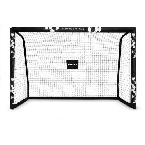 Futballkapu, Neo-Sport NS-472, 300 x 200 x 120 cm, fekete keret, fekete PE háló, fém váz, időjárásálló, keretvédő fedéllel, szerszám nélkül összeszerelhető