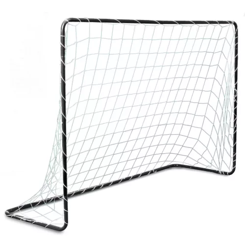 Futballkapu, Neo-Sport NS-492, 183 x 122 x 61 cm, fekete keret, fehér PE háló, fém váz, időjárásálló, 4 db rögzítő, könnyű kivitel, szerszám nélkül szerelhető