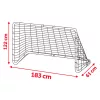 Futballkapu, Neo-Sport NS-492, 183 x 122 x 61 cm, fekete keret, fehér PE háló, fém váz, időjárásálló, 4 db rögzítő, könnyű kivitel, szerszám nélkül szerelhető