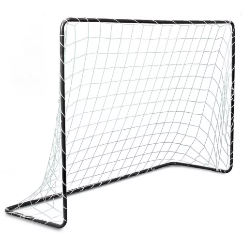 Futballkapu, Neo-Sport NS-492, 183 x 122 x 61 cm, fekete keret, fehér PE háló, fém váz, időjárásálló, 4 db rögzítő, könnyű kivitel, szerszám nélkül szerelhető