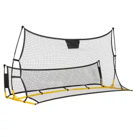   Visszapattanó futball edzőháló, Neo-Sport, 210 x 120 x 35 cm, kétoldalas, 2 az 1-ben, fém váz, fekete PE háló, 4 db rögzítő, beltéri és kültéri