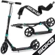 Klasszikus roller, SOKE City, türkiz, összecsukható, 20 cm 88A PU kerekek, ABEC-9 csapágy, kézi és lábfék, állítható magasság, maximum 100 kg
