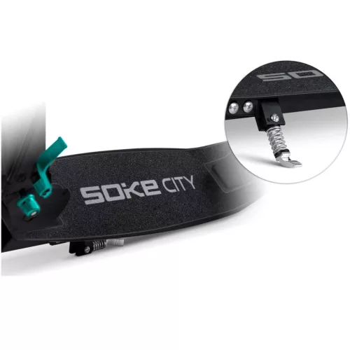 Klasszikus roller, SOKE City, türkiz, összecsukható, 20 cm 88A PU kerekek, ABEC-9 csapágy, kézi és lábfék, állítható magasság, maximum 100 kg
