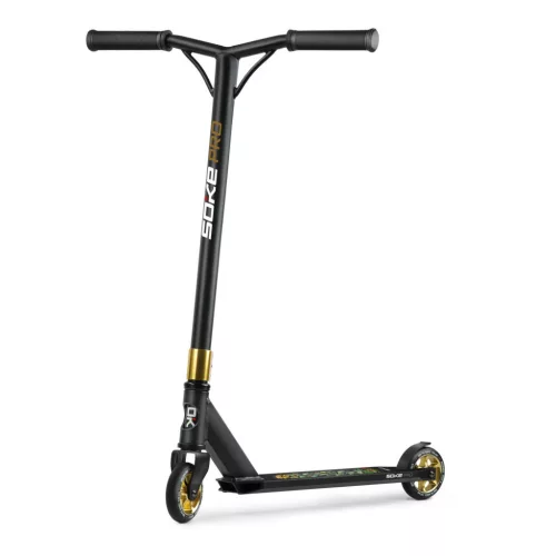 Kaszkadőr roller, SOKE PRO, arany, mintás, 85 cm, 11 cm 88A PU kerekek, ABEC-9 csapágy, HIC kompresszió, Y kormány, max. 100 kg