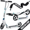 Klasszikus roller, SOKE City, fehér, összecsukható, 20 cm 88A PU kerekek, ABEC-9 csapágy, kézi és lábfék, állítható magasság, maximum 100 kg