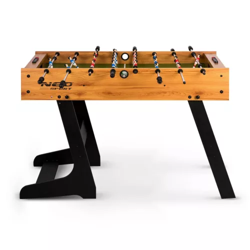 Csocsóasztal, Neo-Sport NS-803, zöld/fa, 120 x 60 x 80 cm, összecsukható, MDF játéktér, 22 játékos, 2 labda, 8 krómozott rúd, csúszásgátló fogantyúk, kézi számláló