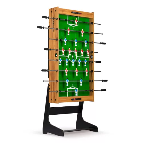 Csocsóasztal, Neo-Sport NS-803, zöld/fa, 120 x 60 x 80 cm, összecsukható, MDF játéktér, 22 játékos, 2 labda, 8 krómozott rúd, csúszásgátló fogantyúk, kézi számláló